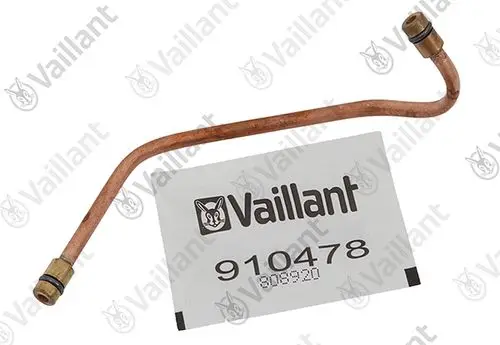 Kupferrohr mit zwei Anschlüssen, einem mit einer Dichtung, zur Verwendung in Vaillant Heizsystemen. Teil der Steuerleitung.